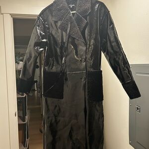 Fashion Nova Shiny Black Trench Coat